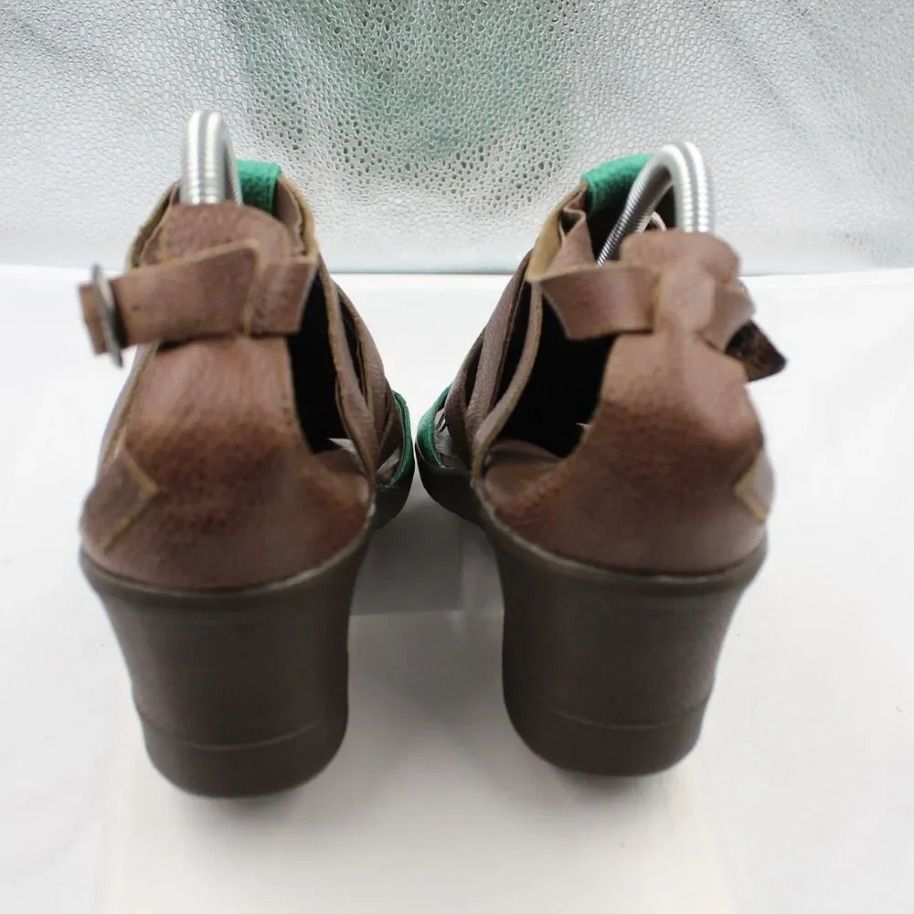 KEEN Victoria Women 11 Strappy Comfort Ortho Cushion Wedge Sandals Brown Green